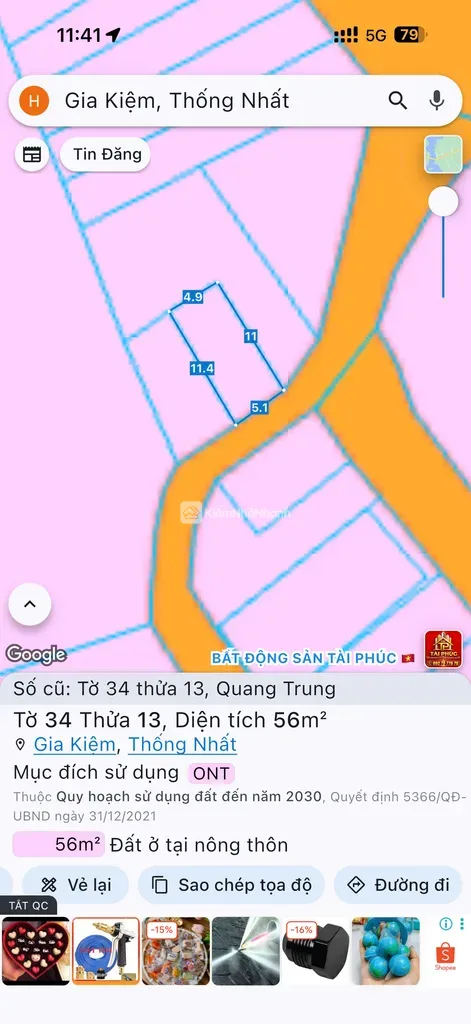 CHÍNH CHỦ CẦN BÁN ĐẤT THỔ CƯ GIA KIỆM - THỐNG NHẤT - GIÁ CHỈ 850 TRIỆU - ảnh 1