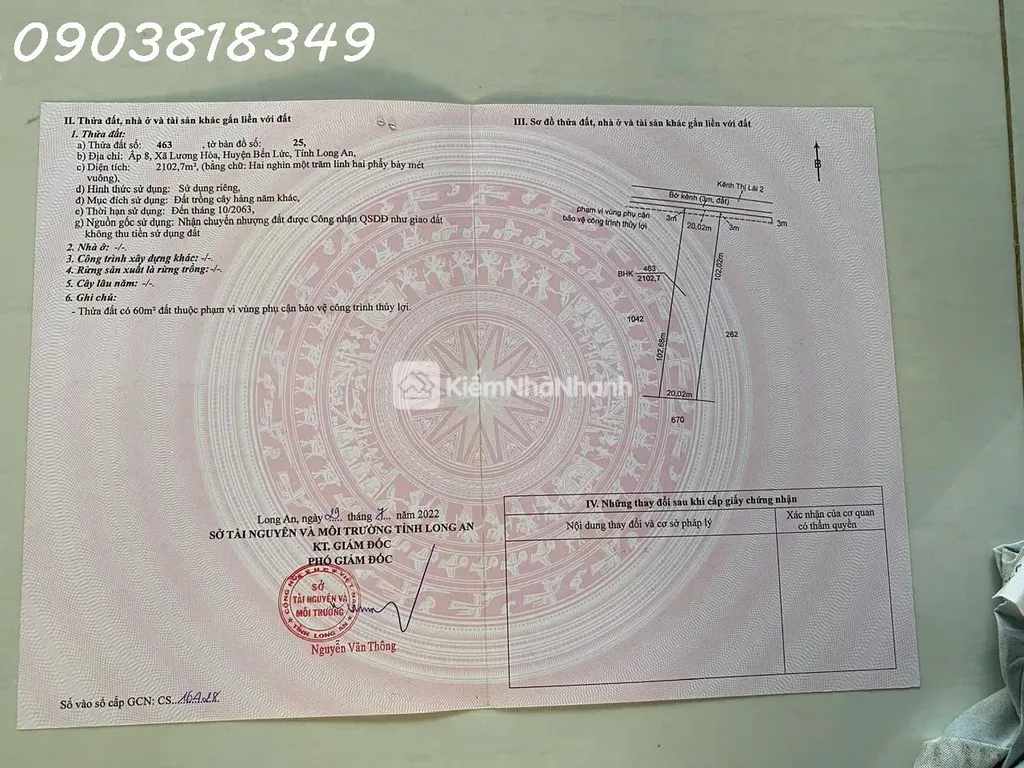 Bán đất mặt tiền bờ kênh, Ấp 8, Lương Hòa, Bến Lức, DT 2102m2, giá đầu tư - ảnh 1