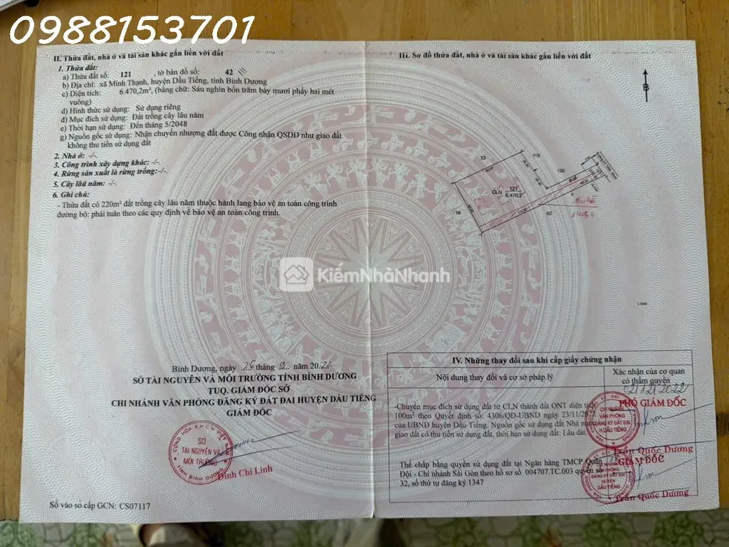 Bán đất mặt tiền đường ĐT 749A, Long Hòa, Dầu Tiếng, Bình Dương, DT 6470m2, giá đầu tư - ảnh 1