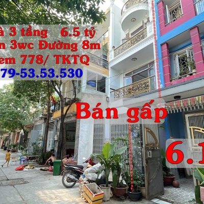 Bán gấp Nhà 3 tầng hẽm 778 Tân Kỳ Tân Quý, TpHCM. Đường ô tô giá giảm từ 6.5 tỷ còn 6.1 tỷ bán gấp O79-53.53.53O