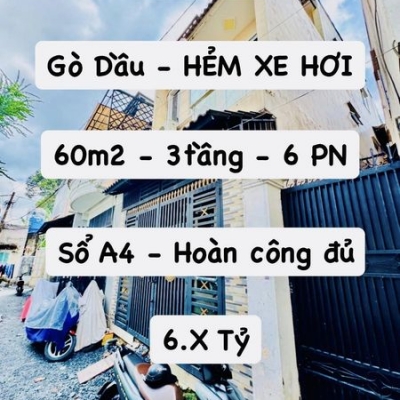 GẦN AEON MALL - HXH - 60M2 - 3 TẦNG - 6PN - SỔ A4 HOÀN CÔNG ĐỦ GIÁ NHỈNH 6 TỶ