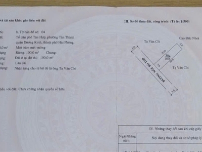 Bán lô đất Tân Thành – Dương Kinh – Giá 2,x tỷ  Ngõ thông 5m  Hàng hiếm khu dân cư  ZALO 0567 222 555