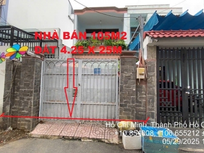 Nhà hẻm 611/13/10 Lê Văn Thọ, Phường 14, Gò Vấp, Hẻm 4m, 4,25x25m, Cn 105 m2, trệt 1 lầu, 8,2 tỷ TL