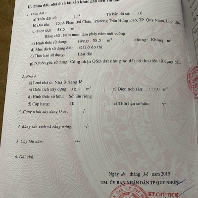 CHÍNH CHỦ bán nhà mặt phố Phan Bội Châu trung tâm Quy Nhơn - 58,5m², 3 tầng