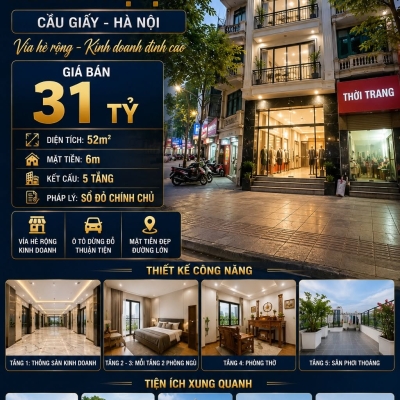 BÁN NHÀ MẶT PHỐ NGUYỄN THỊ ĐỊNH - CẦU GIẤY- KINH DOANH - 52M² - 5 TẦNG - MT 6M - 31 TỶ