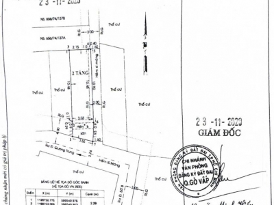 Nhà hẻm 656/74/137 Quang Trung, Phường 11, Gò Vấp, Hẻm 3,7m thông, 3,55x13m, Cn 47,7 m2, trệt 1 lầu, 2PN, 2WC, 5,6 tỷ TL