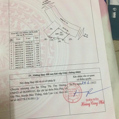 Đất nền du lịch giá rẻ tại Mường Hoa thị xã Sapa chính chủ cần sang nhượng gấp.