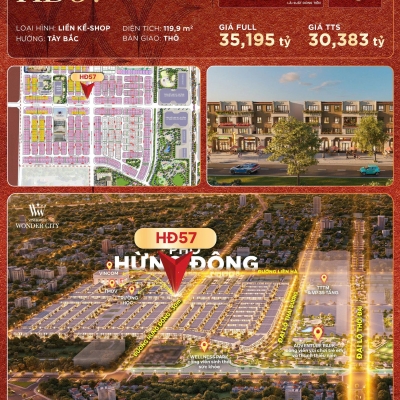BÁN LIỀN KỀ SHOP HỪNG ĐÔNG - TRỤC ĐƯỜNG CHÍNH HƯNG ĐÔNG - VINHOMES ĐAN PHƯỢNG. GIÁ CHỈ 30 TỶ