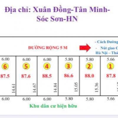 GIÁ NỔ THẲNG DẤT XUÂN ĐỒNG TÂN MINH DT 87,5 NM CHỈ HƠN TỶ VỊ CHÍ ĐÂT NẰM SÁT DG NHỰA 418