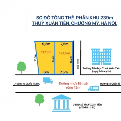 CC cần tiền bán lô đất 239m có 200m thổ cư lô góc tại thủy xuân tiên chương mỹ hà nội
