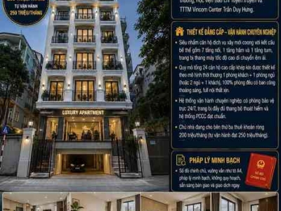 BÁN TÒA APARTMENT NGUYỄN KHANG - CẦU GIẤY - XE TẢI TRÁNH  - DÒNG TIỀN 3 TỶ/NĂM - 160M2 - 9 TẦNG - MT 7M - 59 TỶ