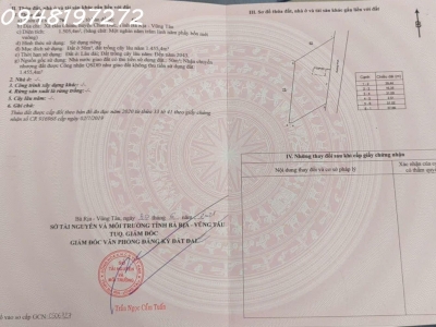 Siêu phẩm - Bán lô đất siêu đẹp Bàu Chinh, Châu Đức, Bà Rịa Vũng Tàu, DT 1505m2, giá 6,2tỷ