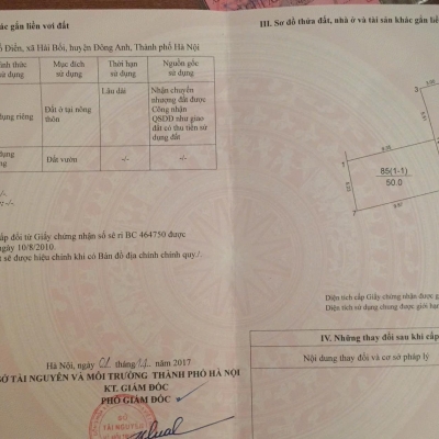 BÁN ĐẤT CỔ ĐIỂN HẢI BỐI – ĐÔNG ANH – GẦN CẦU THĂNG LONG – Ô TÔ VÀO ĐẤT – 50M – GIÁ HƠN 5 TỶ