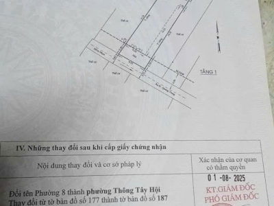 Nhà hẻm Quang Trung, Phường 8, Gò Vấp, 6x23m, Cn 135,2 m2, Cấp 4, 8,5 tỷ TL Lộc