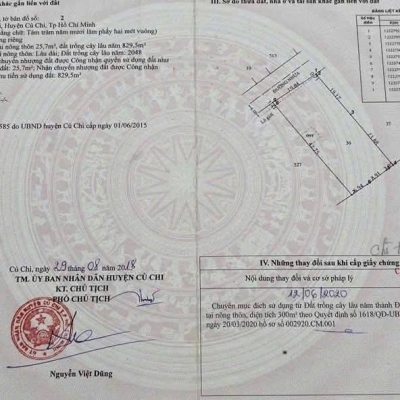 Bán đất xã phạm văn cội .củ chi, diện tích 855m2