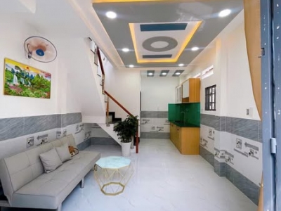 Bao QH, bán nhà lầu mới, đường ô tô gần Cao Đẳng Điện Lực Q12 chỉ 1ty33