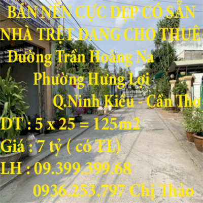 BÁN NỀN CỰC ĐẸP CÓ SẴN NHÀ TRỆT ĐANG CHO THUÊ