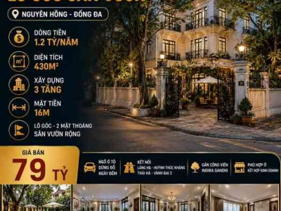 BÁN BIỆT THỰ LÁNG HẠ - ĐỐNG ĐA - LÔ GÓC - Ô TÔ - 430 M2 - MT 16M - XÂY BUILDING 9 TẦNG KD ĐỈNH - 79 TỶ