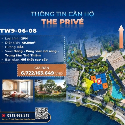BÁN CĂN HỘ 1 PHÒNG NGỦ VIEW SÔNG – THE PRIVÉ.
Chỉ 10% ký Hợp đồng mua bán.