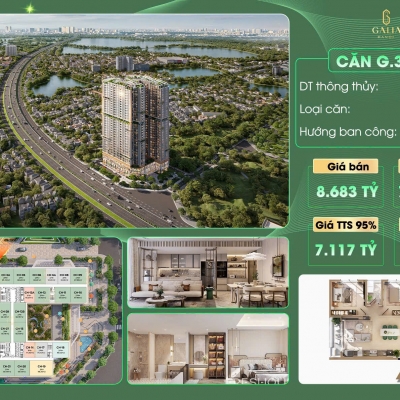 Căn góc Viwe cực đẹp căn 3N2VS DT 90,3 m2 Dự Án Galia Yên Sở TT theo tiến độ 7,9 tỷ.