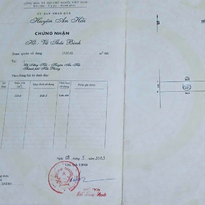 BÁN LÔ ĐẤT KHU TÁI ĐỊNH CƯ ĐƯỜNG DỨA – ĐẰNG HẢI, HẢI AN – DIỆN TÍCH 120M² – GIÁ 45 TRIỆU/M²