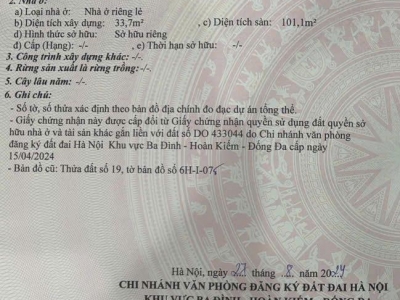 Bán nhà địa chỉ: Số 35, mặt ngõ Trung Tả, Phố Khâm Thiên, Phường Thổ Quan, Đống Đa, Hà Nội.