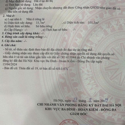 Bán nhà địa chỉ: Số 35, mặt ngõ Trung Tả, Phố Khâm Thiên, Phường Thổ Quan, Đống Đa, Hà Nội.