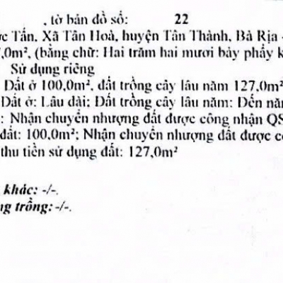 CHỦ CẦN BÁN GẤP ĐẤT BÀ RỊA VŨNG TÀU GIÁ 50TY