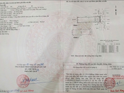 Đất hẻm 33/41 Lê Hoàng Phái, Phường 17, Gò Vấp, Hẻm 3,5m, 3,5x16m, Cn 52,9 m2, 5,05 tỷ TL