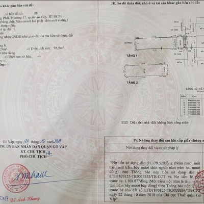Đất hẻm 33/41 Lê Hoàng Phái, Phường 17, Gò Vấp, Hẻm 3,5m, 3,5x16m, Cn 52,9 m2, 5,05 tỷ TL