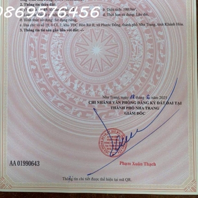 BÁN LÔ ĐẤT TĐC HÒN RỚ ĐỐI DIỆN SUNGROUP KHÁNH HOÀ