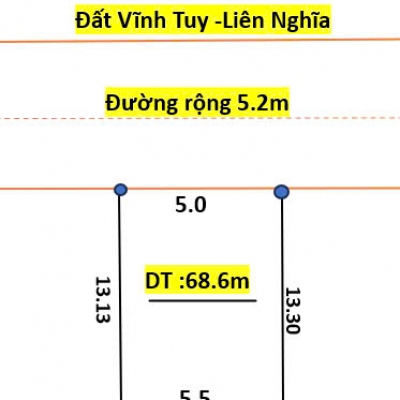 Bán đât vĩnh tuy liên nghĩa  thông số đẹp không tỳ vết diện tích 68.6m nở hậu giá đầu tư