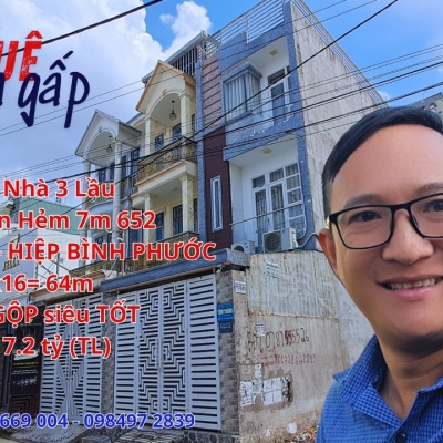 Bán Nhà 3 Lầu Mặt Tiền Hẻm 652 Quốc Lộ 13 Hiệp Bình Phước Thành Phố Thủ Đức
