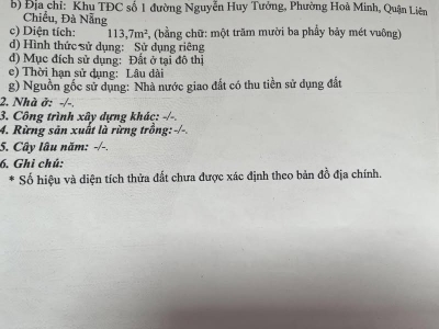 Nhà mặt tiền 113,7m2, có dãy trọ đang cho thuê – Đường Hòa Nam 2, Liên Chiểu, Đà Nẵng