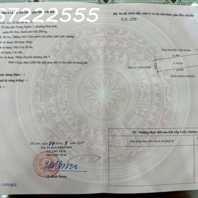 Bán đất Tuyến 2 Trung Nghĩa, Đồ Sơn diện tích rộng 96,5m2 - ZALO 0567 222 555