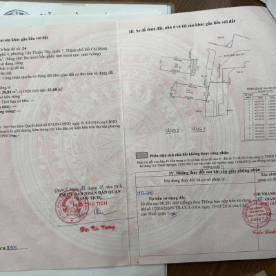 Bán nhà số 62/6K khu phố 4, Đường Tân Mỹ, P. Tân Thuận Tây, Quận 7, Hồ Chí Minh.