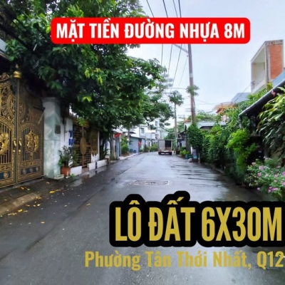 Bán đất thổ cư phường Tân Thới Nhất, Q12 mặt tiền 8m - 6x30m. Gần 3 trường học Quốc Tế