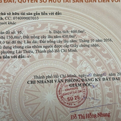 Bán đất đường Vĩnh Phú 38, phường Lái Thiêu, TP. Hồ Chí Minh, DT 600m2, giá đầu tư
