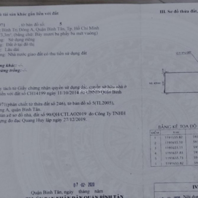 Bán đất hẻm 427 Lê Văn Qưới Bình Tân 73,3m giá 5,9 tỷ