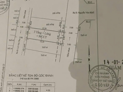 Nhà 2 MT hẻm 107/52/19 Nguyễn Văn Khối, Phường 11, Gò Vấp, Hẻm 5m, 4x14m, Cn 55,4 m2, trệt lửng 3 lầu, ST, 4PN, 5WC, Nội thất, 8,99 tỷ TL