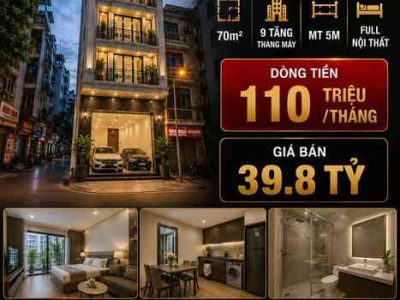 BÁN TÒA APARTMENT LINH LANG - PHAN KẾ BÍNH - BA ĐÌNH - 9 TẦNG TM  - 70M2 - MT 5M - 39.8 TỶ