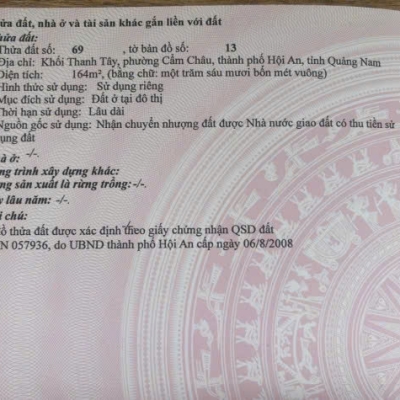 Cần bán đất đường Cửa Đại, phường Cẩm Châu, TP Hội An, Quảng Nam