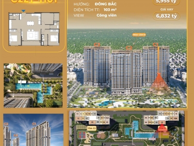 Bán căn 3PN +1 – 103m², tầng trung 11  hướng Đông Bắc toà C2Z1  dự án Masteri Trinity Square - Vinhomes Ocean Park 2  View đẹp, giá chỉ 57,8tr/m²