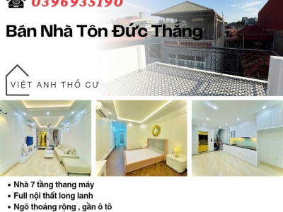 Bán nhà Phố Tôn Đức Thắng, 7 Tầng, Ngõ Thoáng, Gần Ô Tô, Giá: 13.7 Tỷ, Lh: 0396935190.