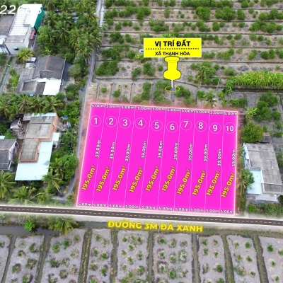 Siêu phẩm - Bán đất thổ cư siêu đẹp tại Ấp 5 Thạnh Hoà, Bến Lức, DT 195m2, giá đầu tư