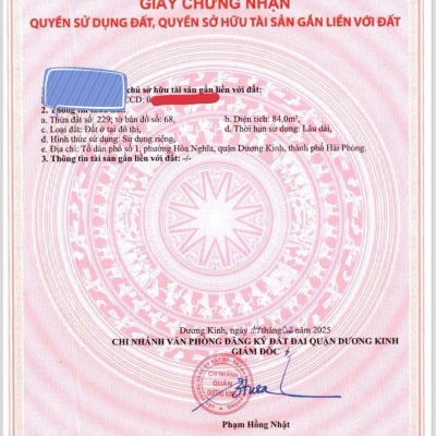 BÁN LÔ ĐẤT TUYẾN 2 HÒA NGHĨA – GẦN VINHOMES DƯƠNG KINH – GIÁ CHỈ 23,x TRIỆU/M²! ZALO 0567 222 555