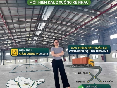 cho thuê xưởng gần 2800m2 , cho thuê 1 hay 2 xưởng đều ok