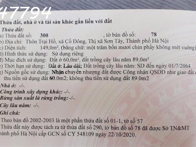 Chính chủ (không qua môi giới) bán đất thôn Trại Hồ, Cổ Đông, Sơn Tây, giá: 18tr/m2, 149m2
