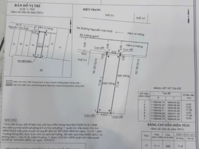 Đất hẻm 29/15/12 Nguyễn Văn Khối, Phường 11, Gò Vấp, Hẻm 8m, 4,03x18m, Cn 71,9 m2, 8,2 tỷ TL, 2 lô
