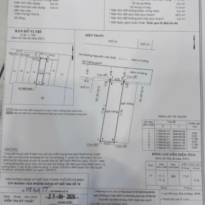 Đất hẻm 29/15/12 Nguyễn Văn Khối, Phường 11, Gò Vấp, Hẻm 8m, 4,03x18m, Cn 71,9 m2, 8,2 tỷ TL, 2 lô